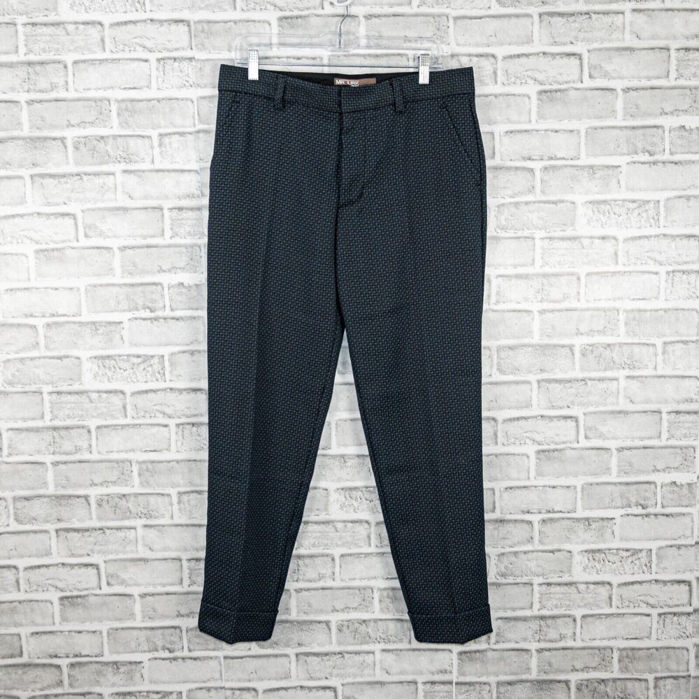 MR TURK Men's Blue Houndstooth Trouser Dress Pants flat front Size 32